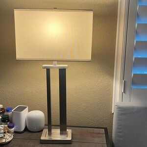 Modern Silver Table Lamp with White Shade